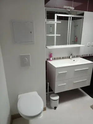 Salle de bains dans l'établissement T3 duplex au Mont Dore