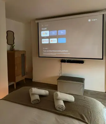 Télévision ou salle de divertissement dans l'établissement T1 calme et confort Avenue Garibaldi - DABNB