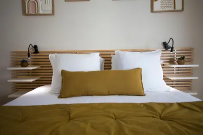 Un ou plusieurs lits dans un hébergement de l'établissement Maison T3 tout confort et spa Le Clos des Pierres