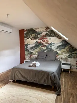Un ou plusieurs lits dans un hébergement de l'établissement Appartement lumineux 4 personnes, Puy Mary