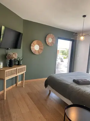 Télévision ou salle de divertissement dans l'établissement VILLA OLEA - Piscine et Spa - Sarlat Périgord