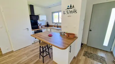 Cuisine ou kitchenette dans l'établissement Gîte l'Unik Lac de Vassivière