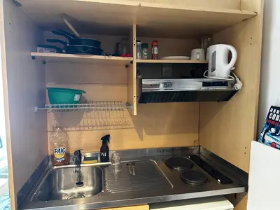 Cuisine ou kitchenette dans l'établissement Petit studio centre mont dore