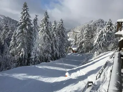 L'établissement Rocher du Cerf skis aux pieds 3 ch 2 sdb en hiver