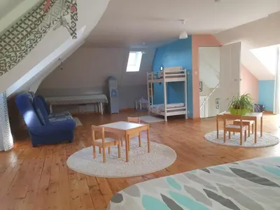 Coin salon dans l'établissement Maison familiale au coeur des volcans d'auvergne