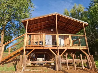 Balcon ou terrasse dans l'établissement Ardoise et miel la grande cabane