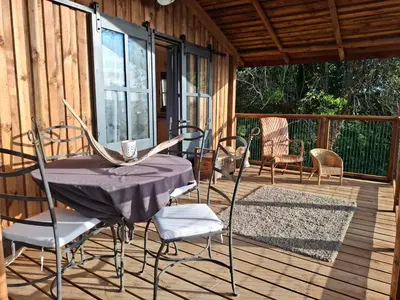 Balcon ou terrasse dans l'établissement Ardoise et miel la grande cabane