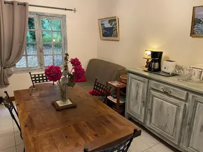 Cuisine ou kitchenette dans l'établissement Gîte de ressource