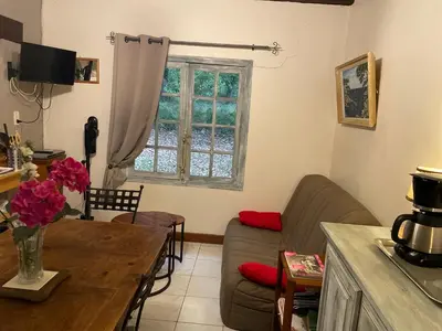 Télévision ou salle de divertissement dans l'établissement Gîte de ressource