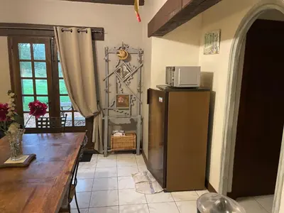 Cuisine ou kitchenette dans l'établissement Gîte de ressource