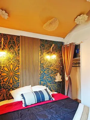Un ou plusieurs lits dans un hébergement de l'établissement Rivière et Lodge 4 étoiles - Auvergne - Cantal SU