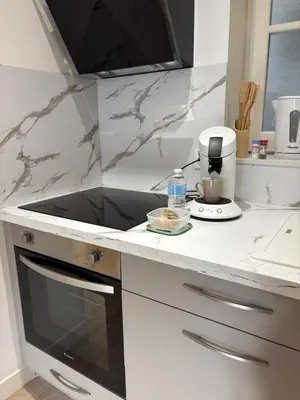 Cuisine ou kitchenette dans l'établissement Le Charmant-T2 rénové-Plein centre de Limoges