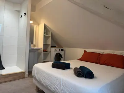 Un ou plusieurs lits dans un hébergement de l'établissement Villa Chadourne - L Amour et le Sablier - 1 Chambre