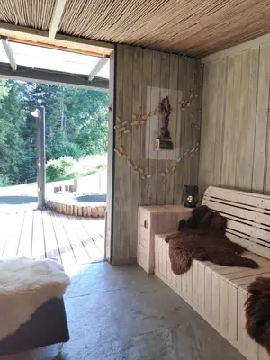 Coin salon dans l'établissement Maison van Stijn, Gîte les 3 Etoiles d'Auvergne