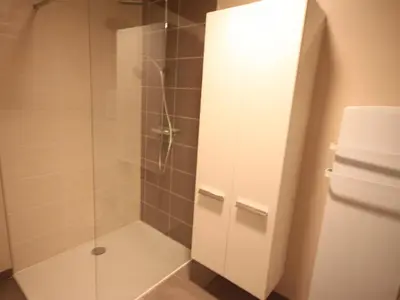 Salle de bains dans l'établissement Charmant appartement scandinave avec parking au Mont-Dore - FR-1-858-1