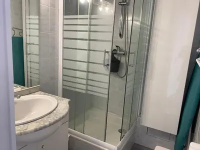 Salle de bains dans l'établissement Appartement spacieux au centre de La Bourboule - FR-1-858-11