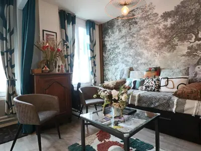 Coin salon dans l'établissement Appartement 3* pour 6 pers, calme, proche thermes - FR-1-858-30