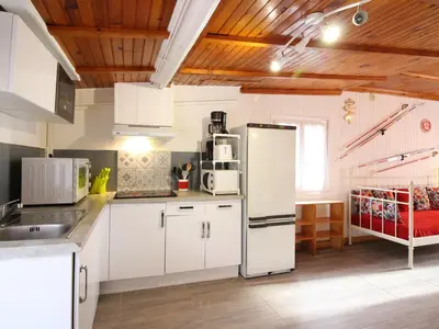 Cuisine ou kitchenette dans l'établissement LE MONT-DORE Appartement 10 couchages avec WIFI, animaux admis - FR-1-415-166