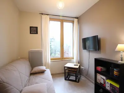 Télévision ou salle de divertissement dans l'établissement F2 confortable avec wifi et parking privé, proche thermes - FR-1-415-161