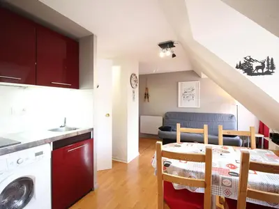 Cuisine ou kitchenette dans l'établissement Appartement F1 bis au centre avec WIFI, animaux acceptés - FR-1-415-198