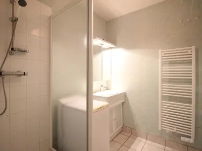 Salle de bains dans l'établissement Appartement F2 bis de 50m² au centre, 4 pers., animaux admis, WiFi - FR-1-415-178