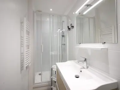 Salle de bains dans l'établissement Appartement T1 confortable au Mont-Dore - FR-1-415-203
