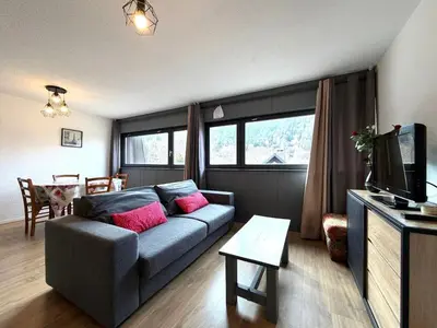 Télévision ou salle de divertissement dans l'établissement Grand studio 36m² au Mont-Dore, au pied des pistes, 4 couchages - FR-1-415-207