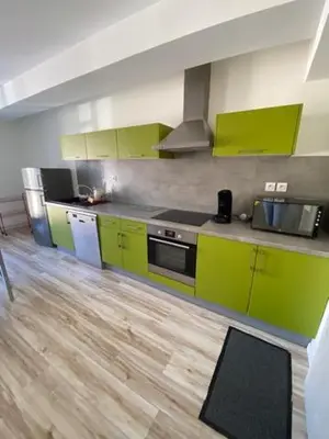 Cuisine ou kitchenette dans l'établissement Appartement en plein centre de la Bourboule avec parking privé