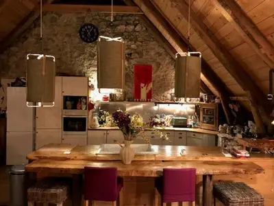 Cuisine ou kitchenette dans l'établissement Au coeur des lacs Calme absolu et confort moderne