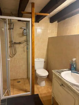 Salle de bains dans l'établissement Maison typique Auvergne