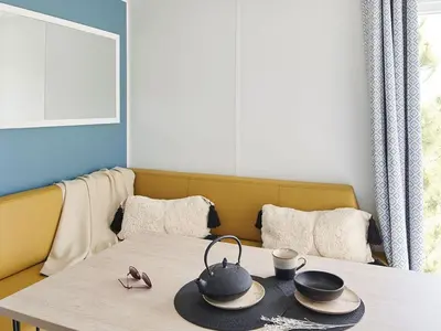 Coin salon dans l'établissement Mobil home pour 6 personnes avec terrasse - API-1-52-1310