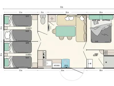 Plan de l'établissement Mobil-home confortable avec terrasse à Saint-Gérons - API-1-52-1315