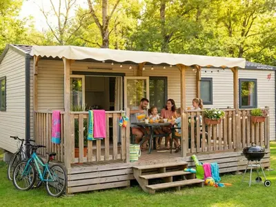 Clients de l'établissement Mobil-home 6 pers. - Terrasse au Camping Saint-Gérons - API-1-52-1317
