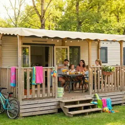 Mobil-home 6 pers. - Terrasse au Camping Saint-Gérons - API-1-52-1317
