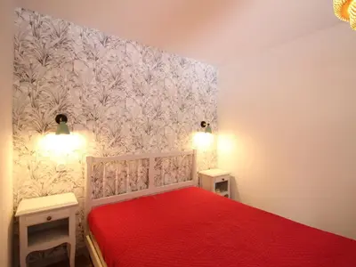 Un ou plusieurs lits dans un hébergement de l'établissement Bel appartement F2 bis avec balcon et parking, Mont-Dore - FR-1-415-213