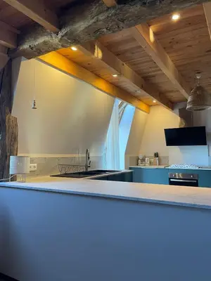 Cuisine ou kitchenette dans l'établissement Ancienne grange typique nichée au cœur du Cantal