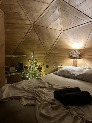 Un ou plusieurs lits dans un hébergement de l'établissement Nuit insolite dans un dôme