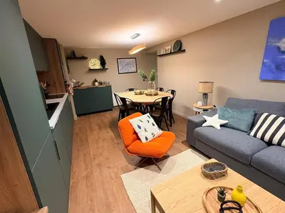Coin salon dans l'établissement Lioran - Appartement 3 chambre, 8 personnes
