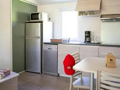 Cuisine ou kitchenette dans l'établissement Mobil-home confortable 6 personnes avec terrasse - API-1-52-965