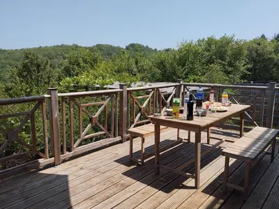 Balcon ou terrasse dans l'établissement Duplex éco-conçu avec terrasses, climatisation, Wi-Fi, parking - FR-1-828-12