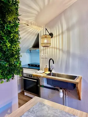 Cuisine ou kitchenette dans l'établissement Appartement 5 cocooning Av Georges Dumas -DABNB