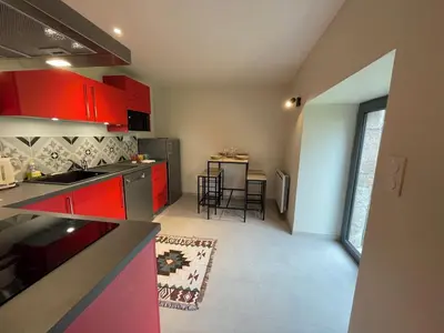 Cuisine ou kitchenette dans l'établissement Gîte fonctionnel sur le Plateau de Millevaches