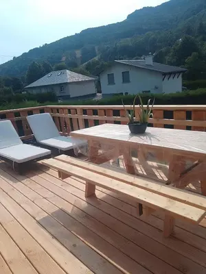 Vue générale sur la montagne ou vue sur la montagne depuis l'appartement