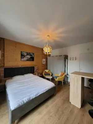 Un ou plusieurs lits dans un hébergement de l'établissement Appartement à La bourboule
