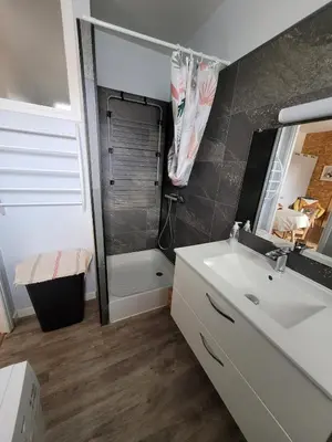 Salle de bains dans l'établissement Appartement à La bourboule