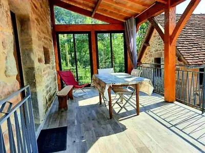 Balcon ou terrasse dans l'établissement Charmante maison de campagne