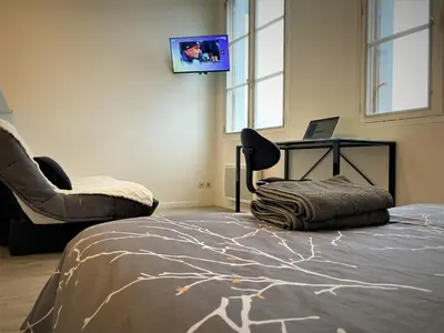 Télévision ou salle de divertissement dans l'établissement Appartement double dans le centre de Limoges