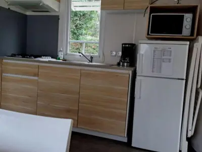 Cuisine ou kitchenette dans l'établissement Mobil-home cosy 4 pers avec terrasse - API-1-52-1239