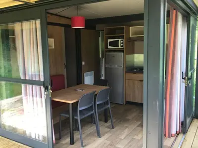 Cuisine ou kitchenette dans l'établissement Chalet confortable 5 pers avec terrasse à Vic-sur-Cère - API-1-52-1248