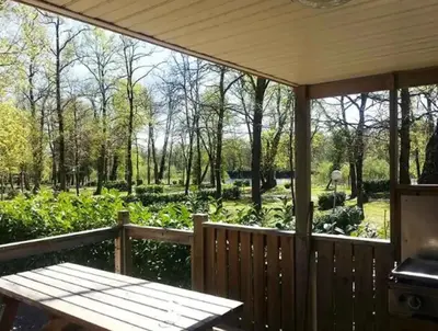 Jardin de l'établissement ZEcamping 3 espace aquatique pet friendly mobil-home BBQ 4 pers